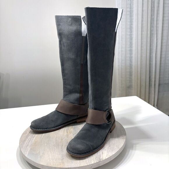 Olukai Women's Holo Lio ll Gray Leather High Riding Boots Western Bohemian Sz 9 - Picture 5 of 15